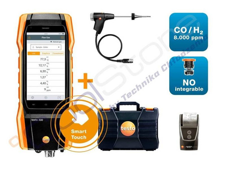 TESTO 300 NL LL - Analizator spalin (O2, COH2 8000ppm) z drukarką + zestaw SmartSond 270564 3004 73 10