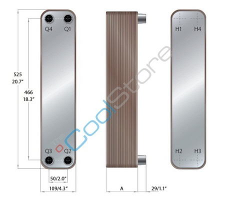 Micro plate heat exchangers Danfoss D55L-H-80 021H3604