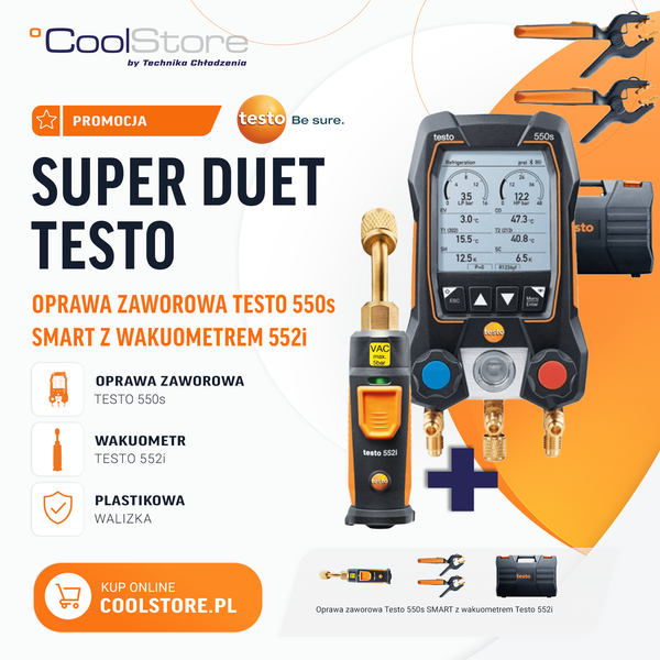 TESTO 550s + 552i - Zestaw promocyjny elektroniczna oprawa zaworowa 0564 5502  z wakuometrem 0564 2552 (270564 5502 02)