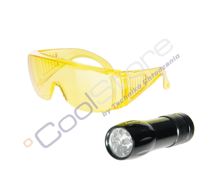 Lampa ultrafioletowa 9LED UV + okulary RK1230